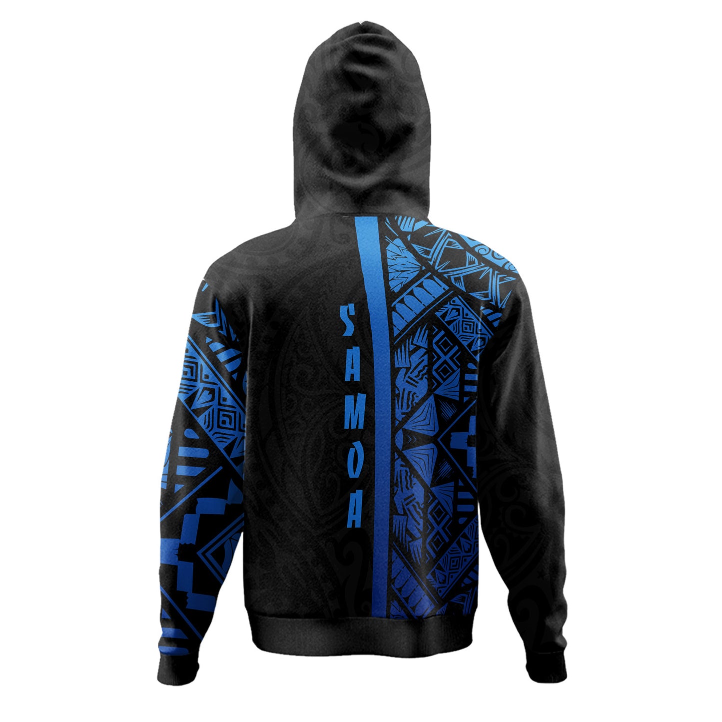 Samoa Hoodie - Samoa Coat Of Arms With Polynesian Tribal Pattern Blue