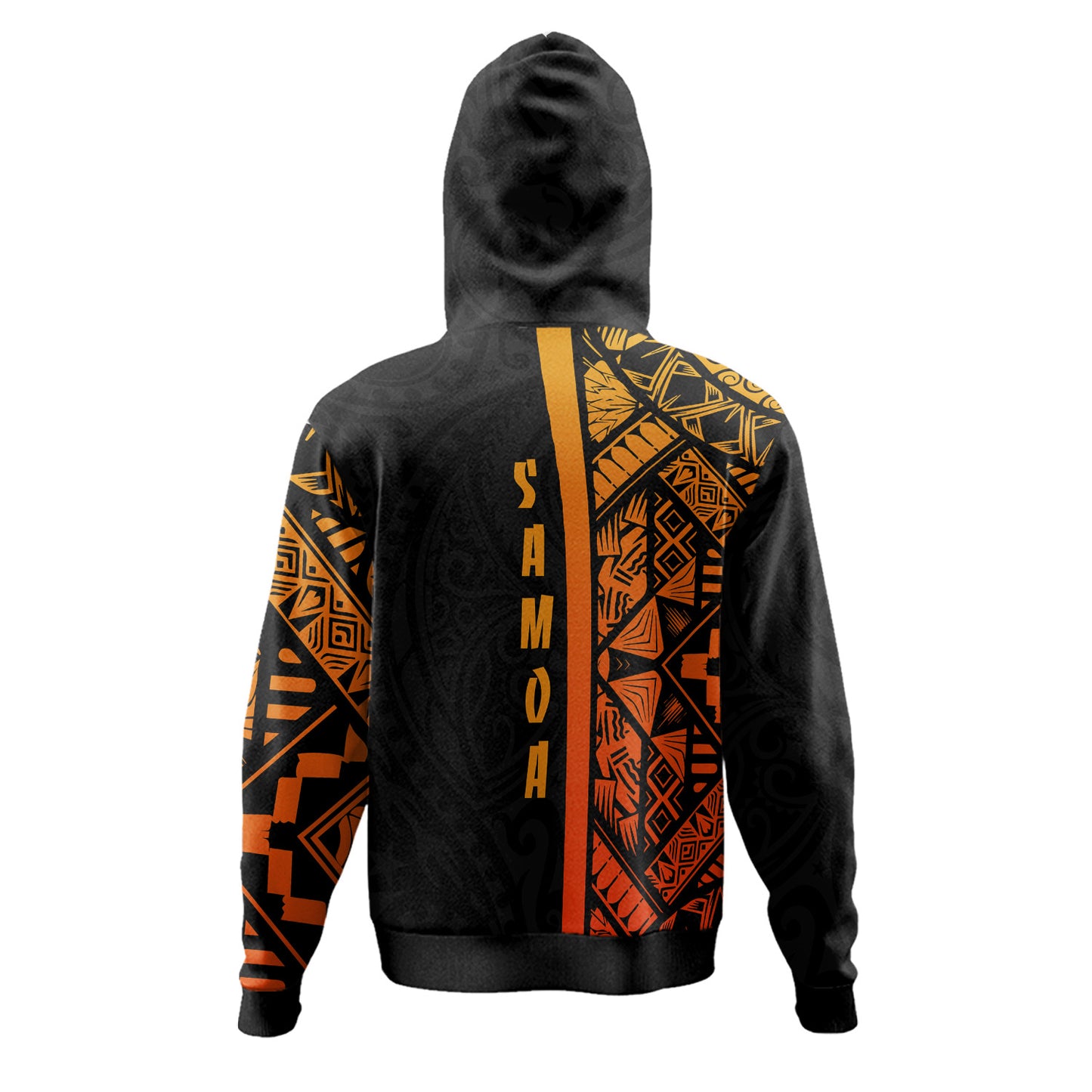 Samoa Hoodie - Samoa Coat Of Arms With Polynesian Tribal Pattern Orange