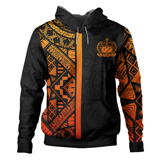 Samoa Hoodie - Samoa Coat Of Arms With Polynesian Tribal Pattern Orange