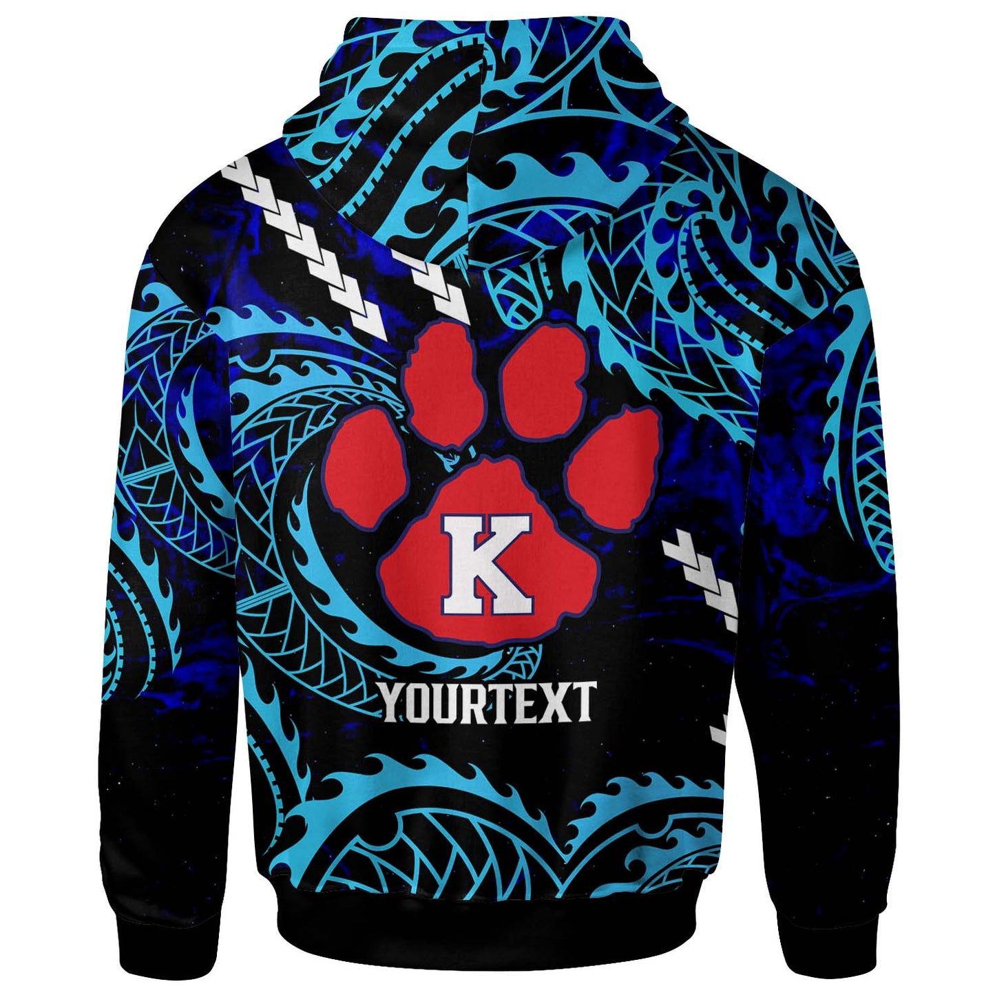 Hawaii Custom Hoodie - Keaau High School Cougars with Polynesian Patterns Galaxy
