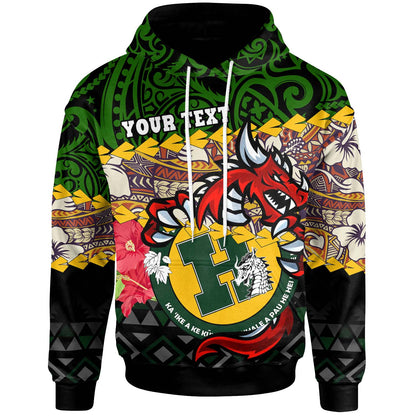 Hawaii Custom Personalised Hoodie - Hana High & Intermediate School Dragon Polynesian Pattern