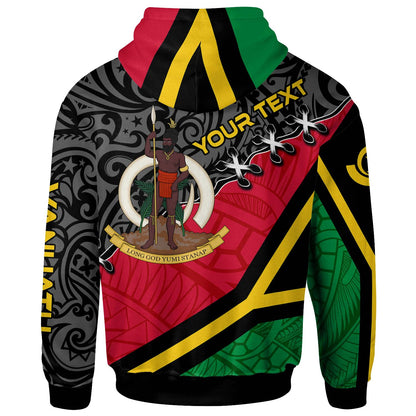 Vanuatu Hoodie - Custom Vanuatu Independence Anniversary with Coat of Arms and Polynesian Hoodie