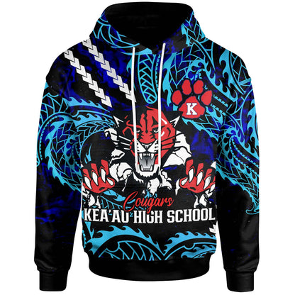 Hawaii Custom Hoodie - Keaau High School Cougars with Polynesian Patterns Galaxy