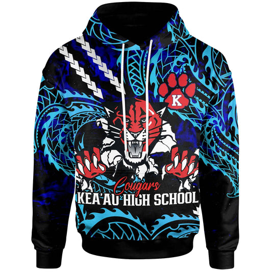 Hawaii Custom Hoodie - Keaau High School Cougars with Polynesian Patterns Galaxy
