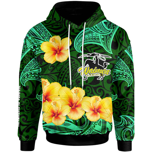 Hawaii Polynesian Hoodie - Waimea Elementary School with Polynesian Patterns and Hibicus Flower