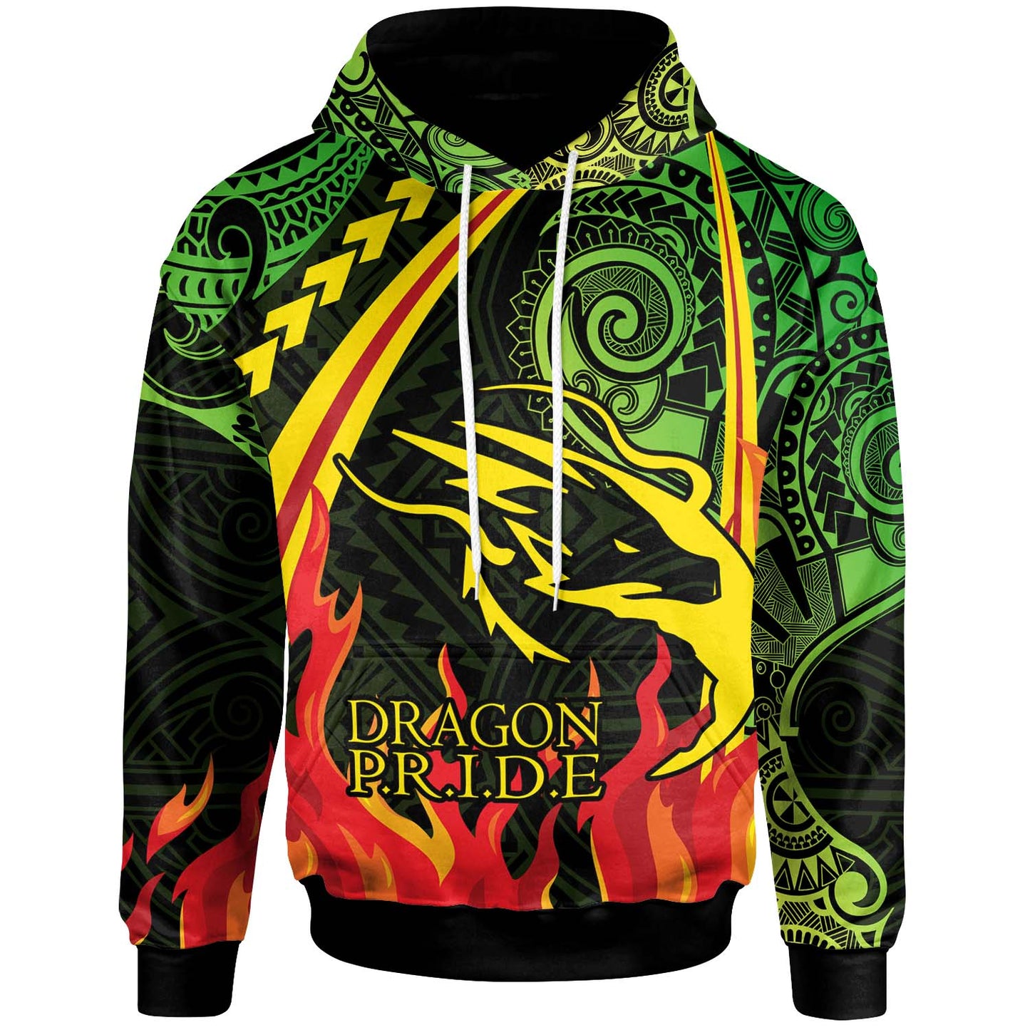 Hawaii Custom Hoodie - Honokaa High And Intermediate School Polynesian Pattern Fire
