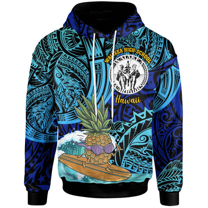 Hawaii Custom Hoodie - Waiakea High School with Polynesian Culture and Tiki Surfer