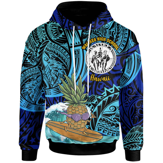 Hawaii Custom Hoodie - Waiakea High School with Polynesian Culture and Tiki Surfer