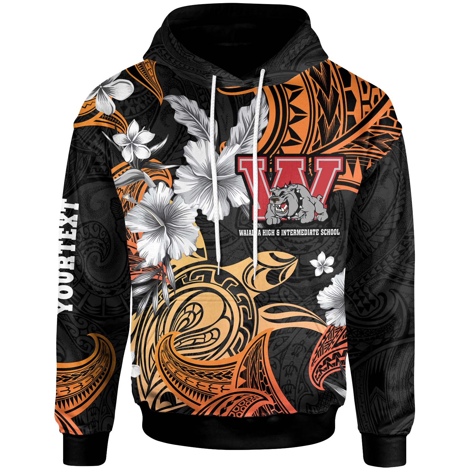 Hawaii Custom Personalised Hoodie - Waialua High & Intermediate School Tribal Pattern