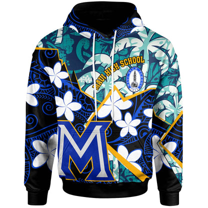 Hawaii Custom Personalised Hoodie - Maui High School Plumeria with Polynesian Pattern