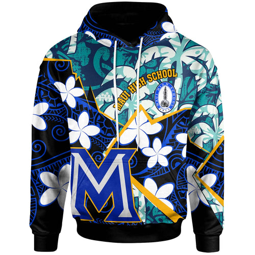 Hawaii Custom Personalised Hoodie - Maui High School Plumeria with Polynesian Pattern