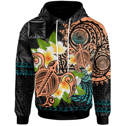 American Samoa Hoodie - Polynesian Culture with Pumeria Flower and Turtle Siapo Patterns