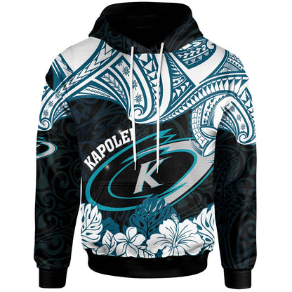Hawaii Kapolei High School Custom Hoodie - Kapolei High School Hibicus Flower and Polynesian Pattern