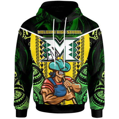 Hawaii Custom Personalised Hoodie - Moloka'i High School Polynesian Farmer with Tribal Pattern Hoodie