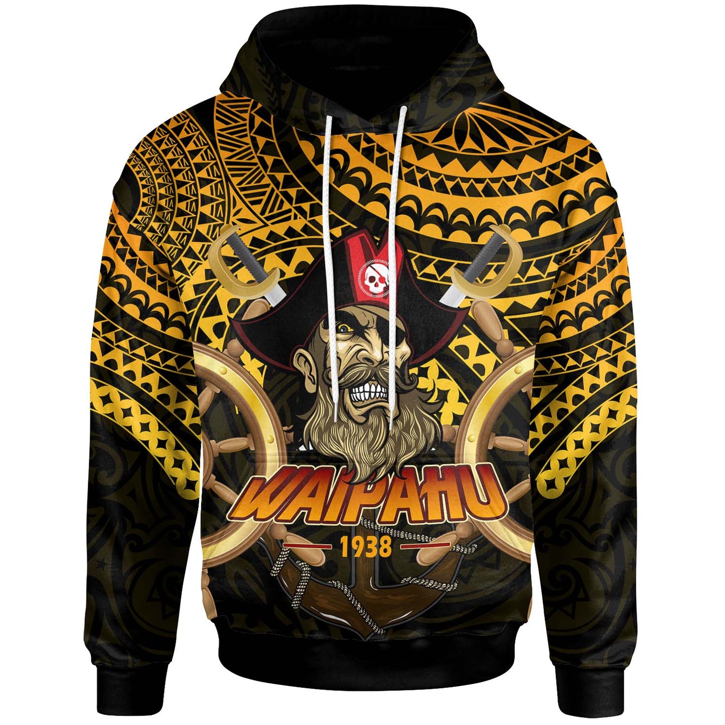 Hawaii Custom Personalised Hoodie - Waipahu High School Marauders Pirates Polynesian Tribal Pattern
