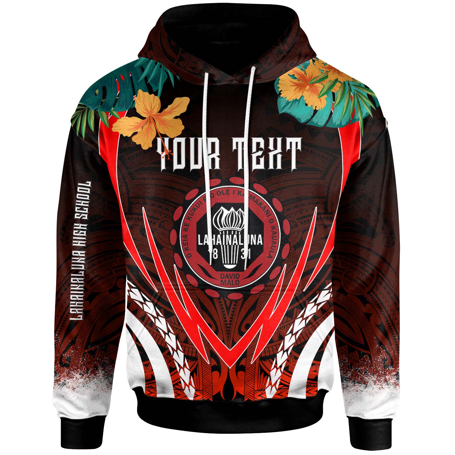 Hawaii Custom Hoodie - Lahainaluna High School Polynesian with Hawaii Pattern
