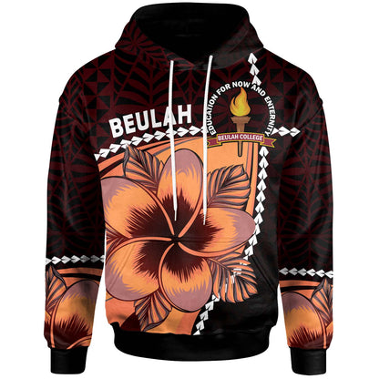 Tonga Custom Personalised Hoodie - Beulah College Polynesian Pattern with Flower Tribal Hoodie