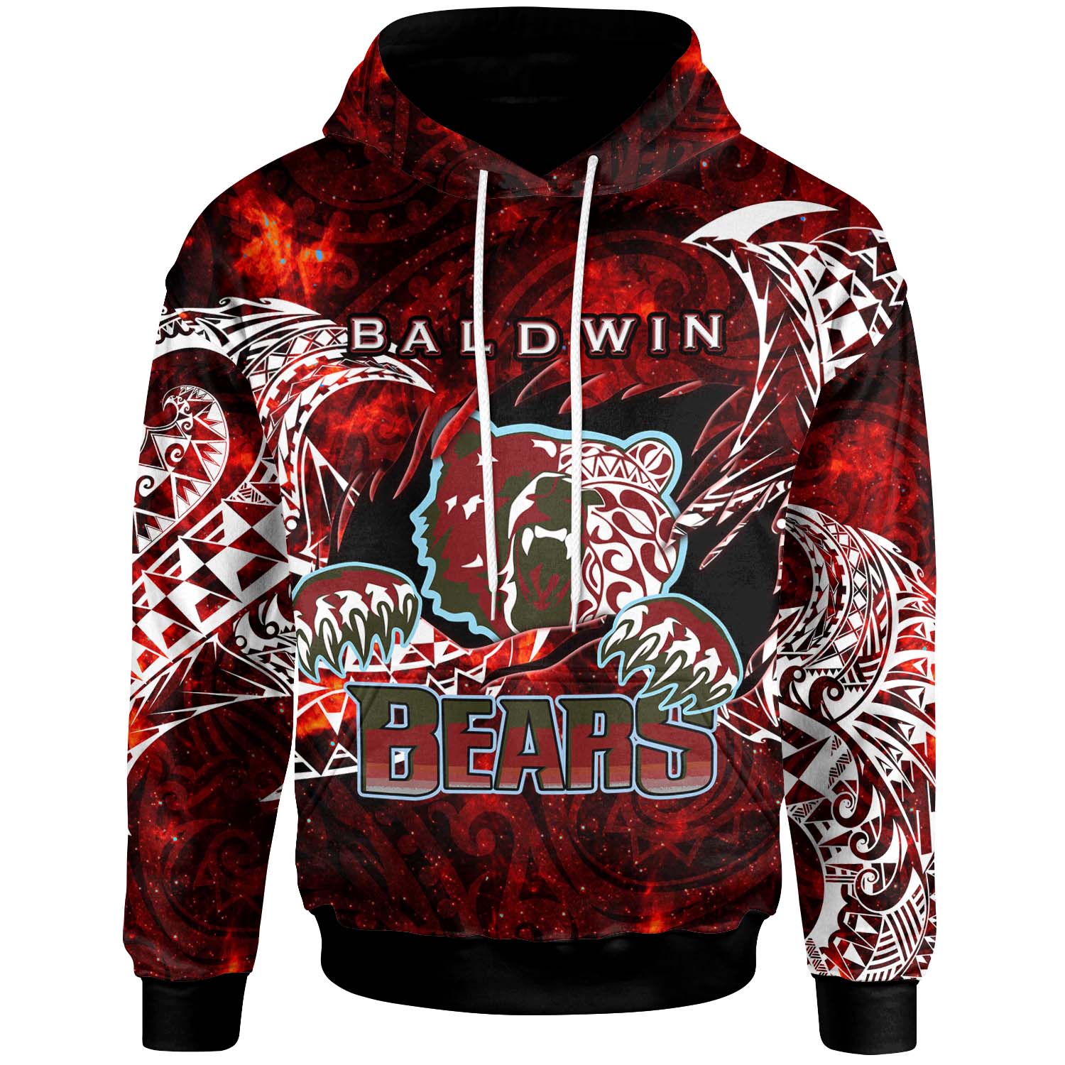 Hawaii Custom Personalised Hoodie - Henry Perrine Baldwin High School Bears with Polynesian Pattern