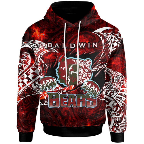Hawaii Custom Personalised Hoodie - Henry Perrine Baldwin High School Bears with Polynesian Pattern