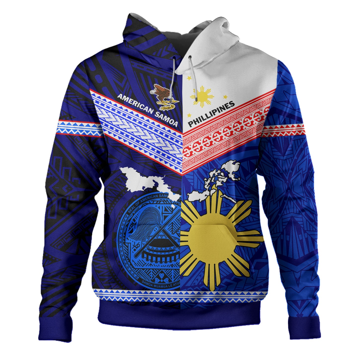 Philippines And American Samoa Hoodie - Mix Country Polynesian Tribal Style