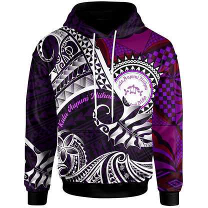 Hawaii Custom Polynesian Hoodie - Ni'ihau High and Elementary School Turtles Maroon Hawaii Pattern