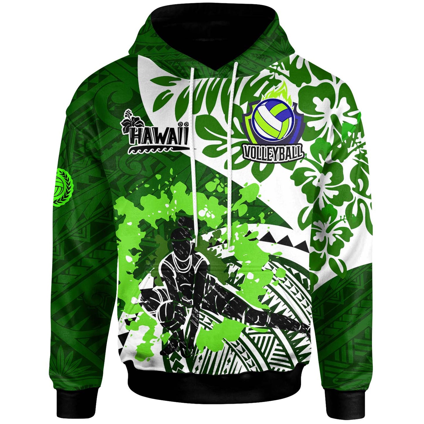 Hawaii Polynesian Hoodie - Custom Hawaii Volleyball Team Hibicus Polynesian Hoodie