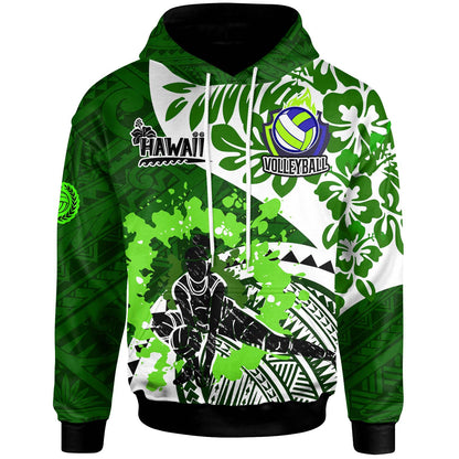 Hawaii Polynesian Hoodie - Custom Hawaii Volleyball Team Hibicus Polynesian Hoodie