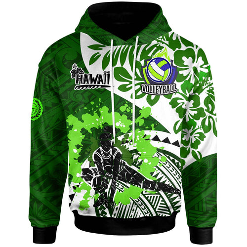 Hawaii Polynesian Hoodie - Custom Hawaii Volleyball Team Hibicus Polynesian Hoodie
