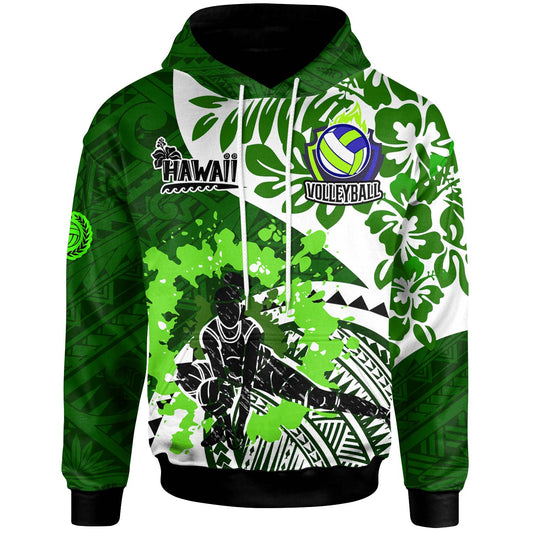 Hawaii Polynesian Hoodie - Custom Hawaii Volleyball Team Hibicus Polynesian Hoodie