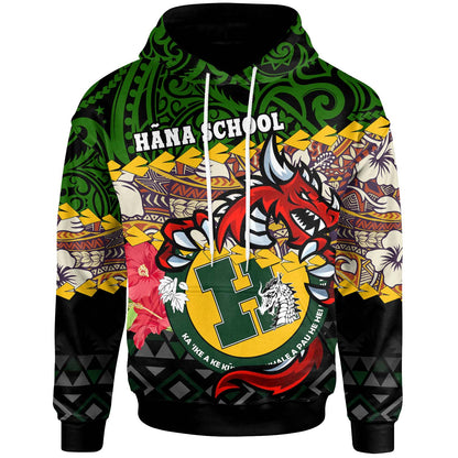 Hawaii Custom Personalised Hoodie - Hana High & Intermediate School Dragon Polynesian Pattern