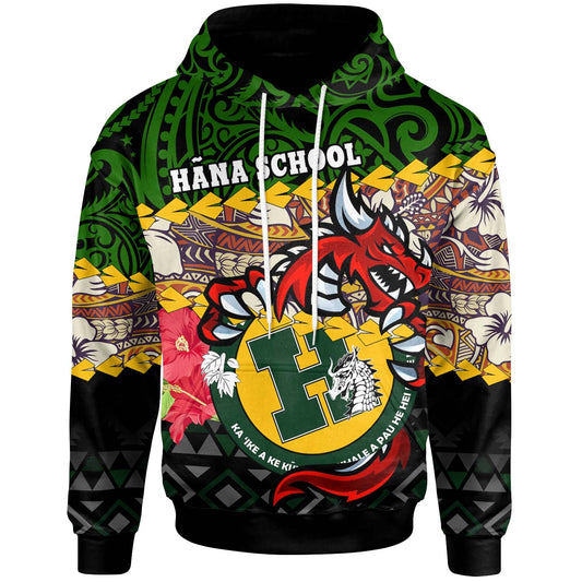 Hawaii Custom Personalised Hoodie - Hana High & Intermediate School Dragon Polynesian Pattern