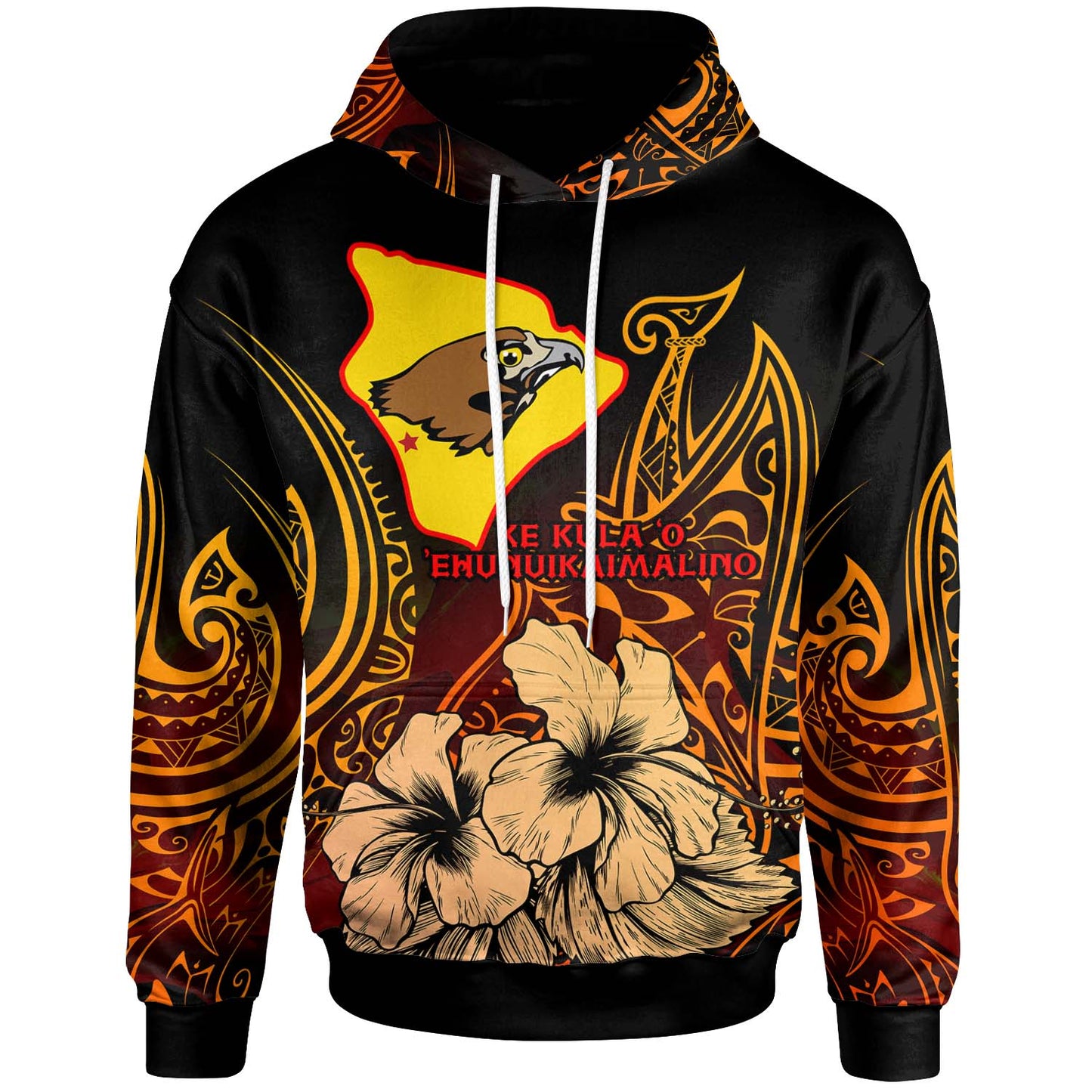 Hawaii Custom Hoodie - Ke Kula o Ehunuikaimalino High School with Polynesian Pride Pattern