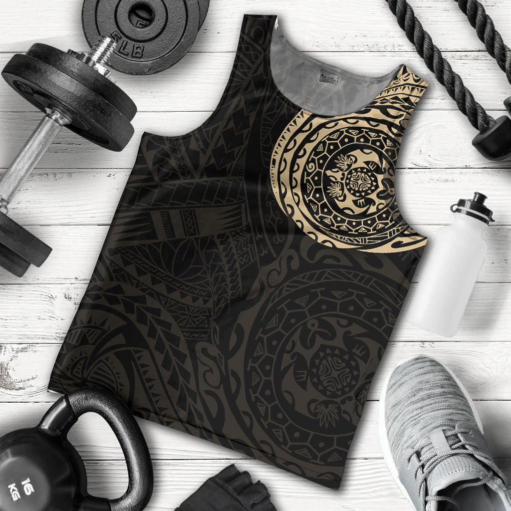 Polynesian Men Tank Top - Polynesian Tattoo Style Version 2 Gold