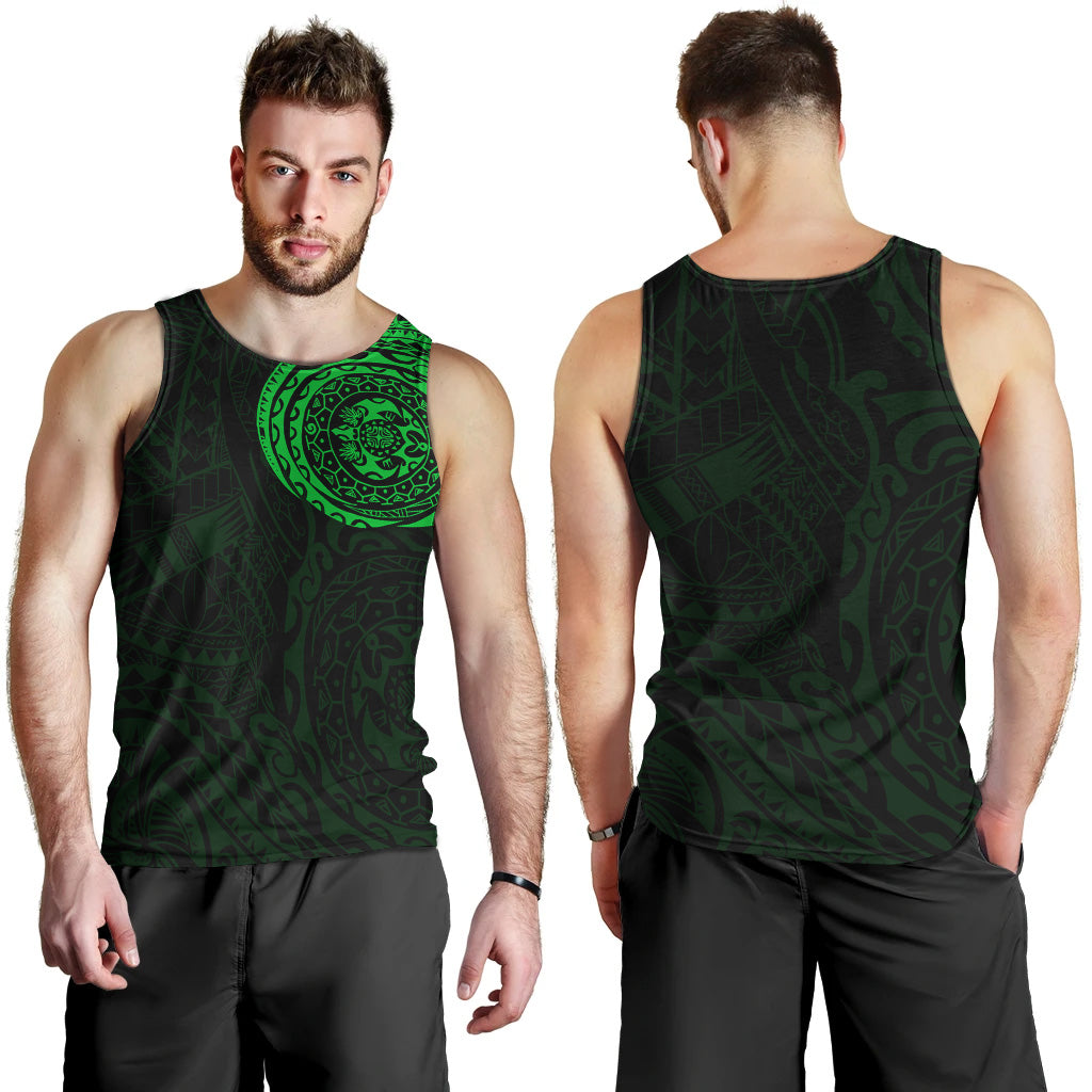 Polynesian Men Tank Top - Polynesian Tattoo Style Version 2 Green