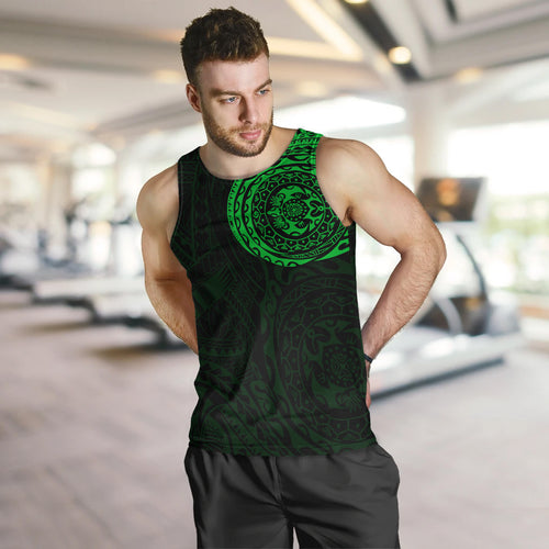 Polynesian Men Tank Top - Polynesian Tattoo Style Version 2 Green
