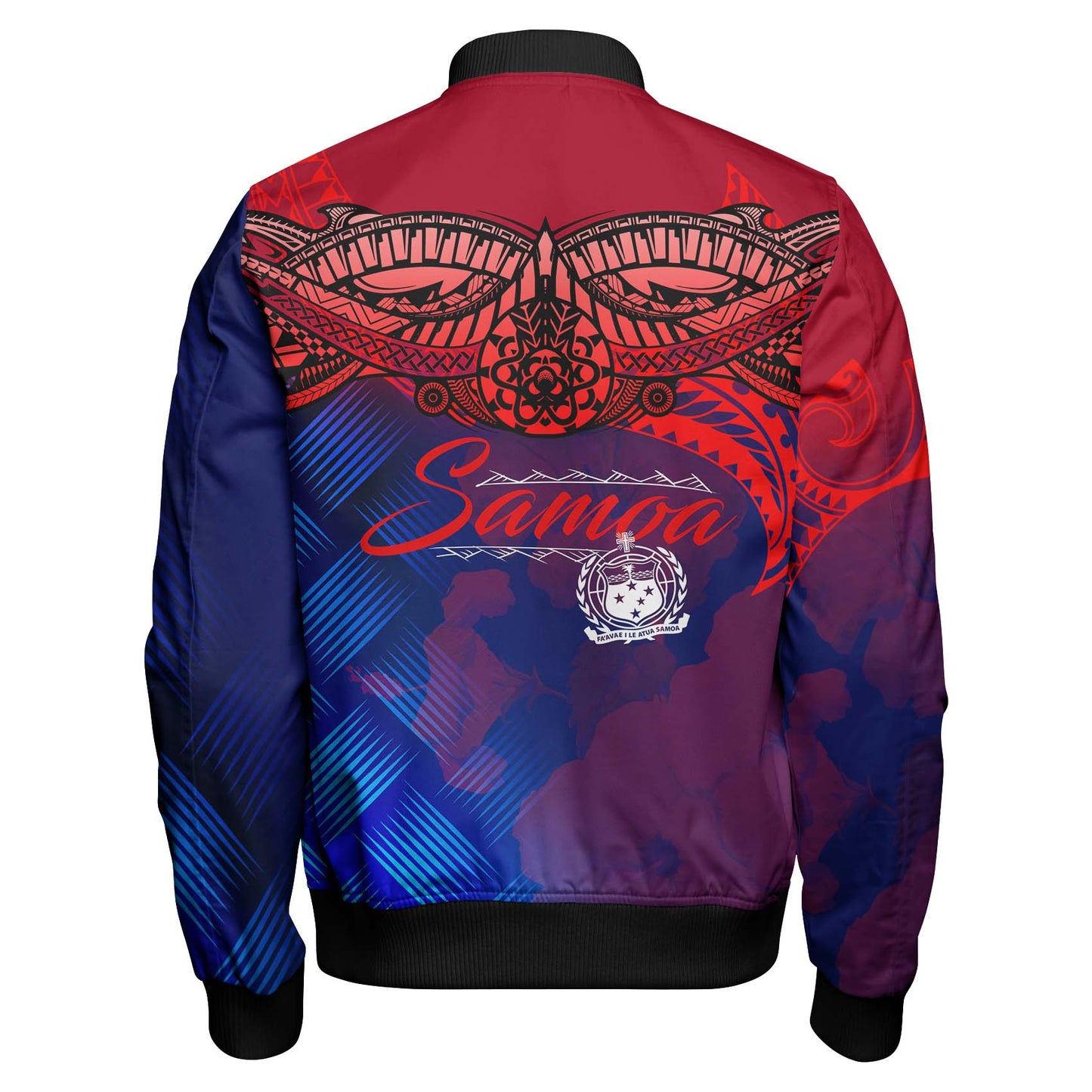 Samoa Polynesian Bomber Jacket - Samoa Coat Of Arms with Lauhala Tribal Pattern