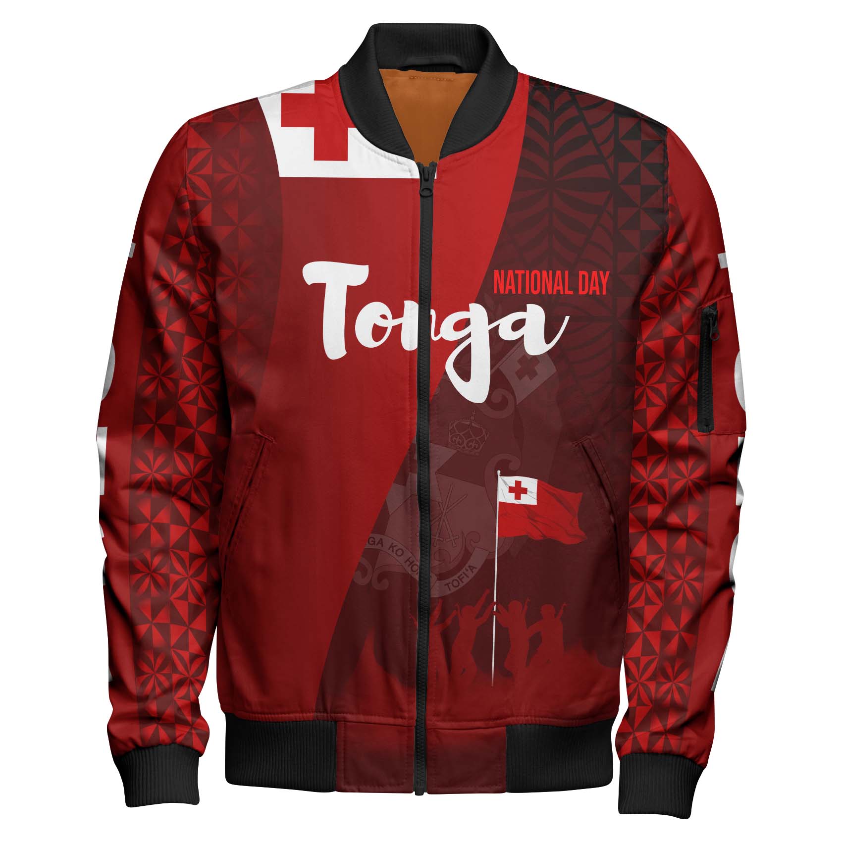 Tonga Bomber Jacket - National Day Tonga Coat Of Arms Polynesian