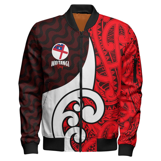 New Zealand Bomber Jacket - Flag of the United Tribes of New Zealand Waitangi Day