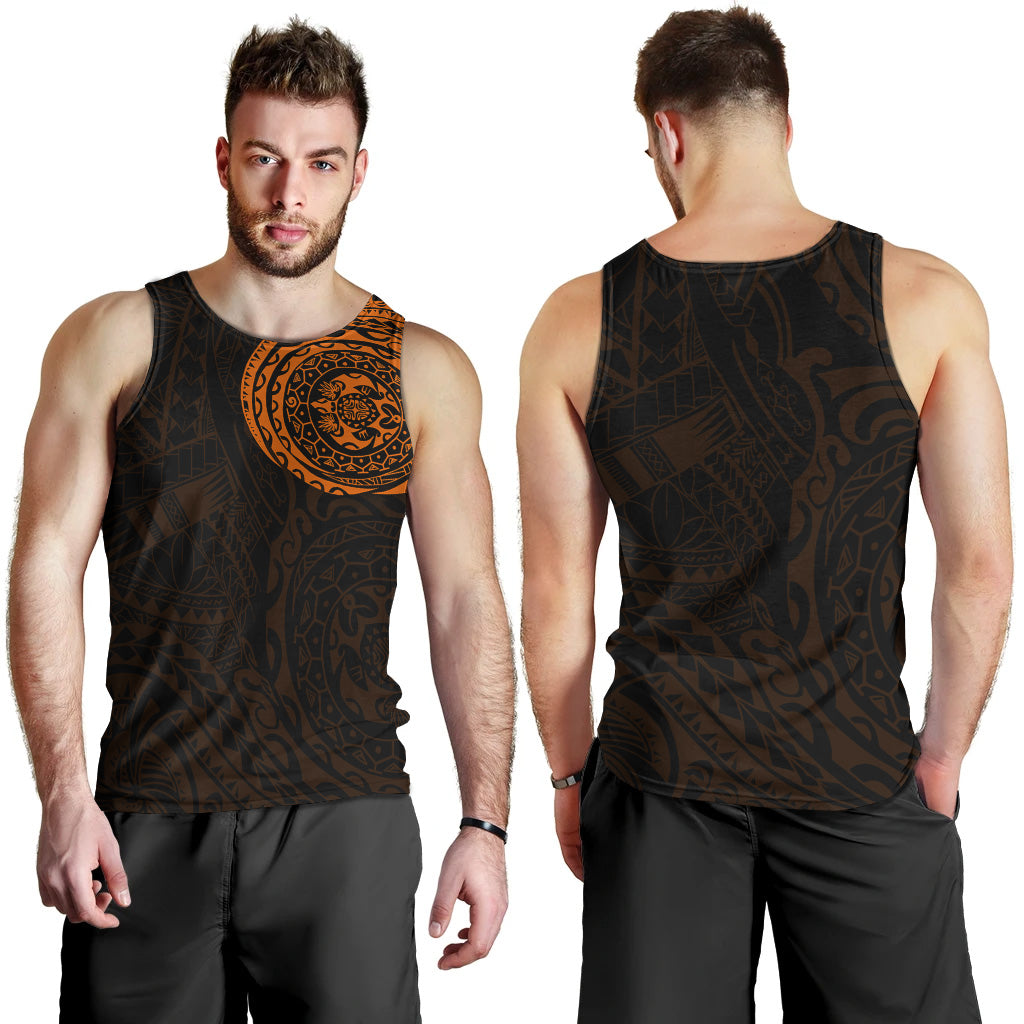 Polynesian Men Tank Top - Polynesian Tattoo Style Version 2 Orange
