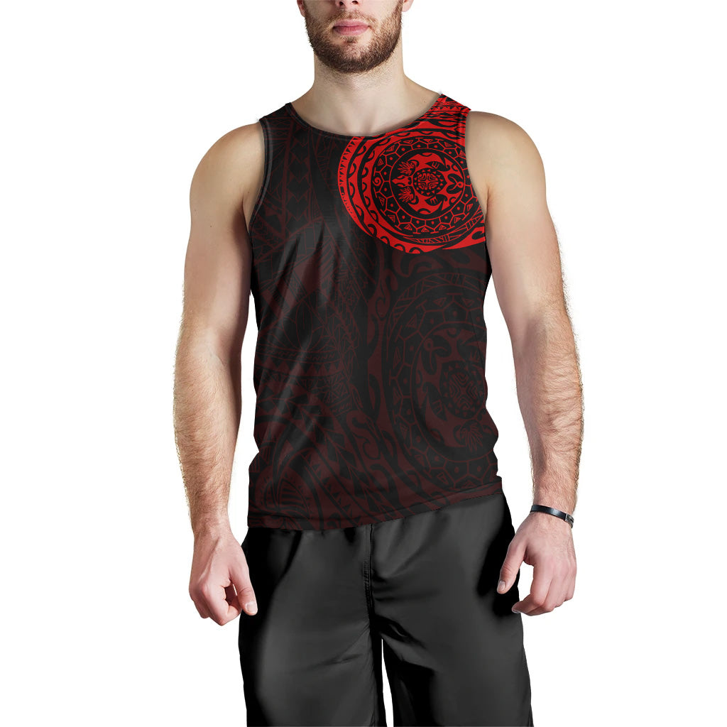 Polynesian Men Tank Top - Polynesian Tattoo Style Version 2 Red
