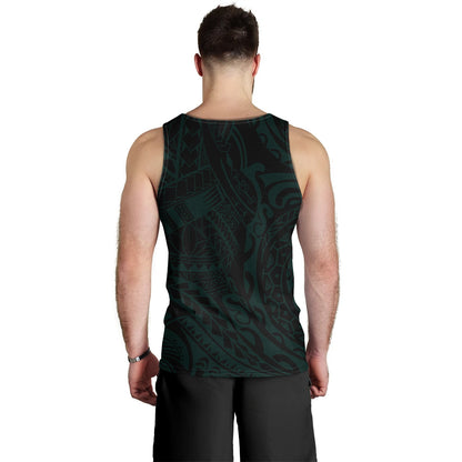Polynesian Men Tank Top - Polynesian Tattoo Style Version 2 Turquoise