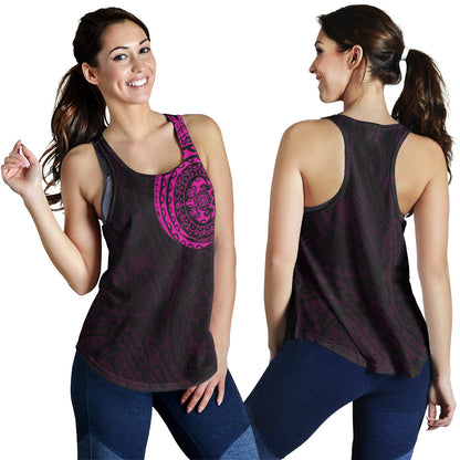 Polynesian Women Racerback Tank - Polynesian Tattoo Style Version 2 Pink