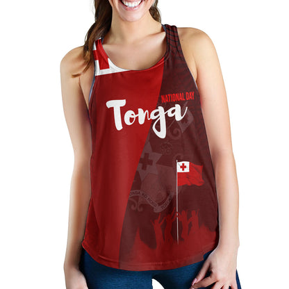 Tonga Women Racerback Tank - National Day Tonga Coat Of Arms Polynesian