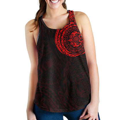 Polynesian Women Racerback Tank - Polynesian Tattoo Style Version 2 Red