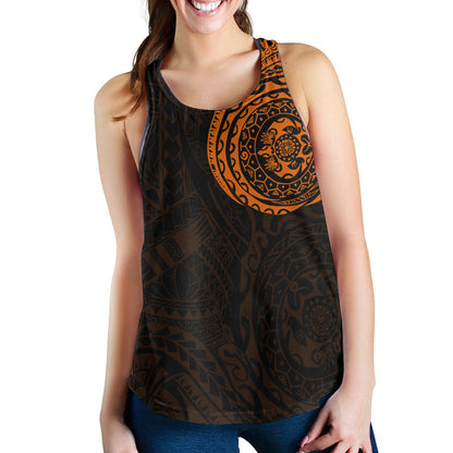 Polynesian Women Racerback Tank - Polynesian Tattoo Style Version 2 Orange