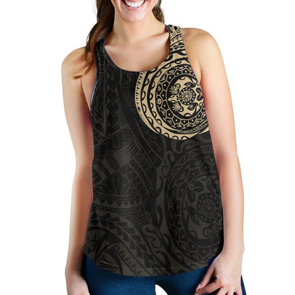 Polynesian Women Racerback Tank - Polynesian Tattoo Style Version 2 Gold