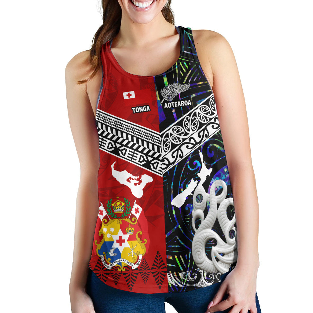 Tonga Polynesian Women Racerback Tank - Tonga And Aotearoa Polynesian Coat Of Arms