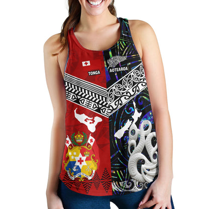 Tonga Polynesian Women Racerback Tank - Tonga And Aotearoa Polynesian Coat Of Arms