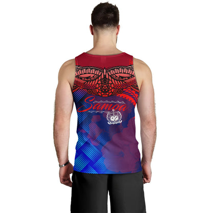 Samoa Polynesian Men Tank Top - Samoa Coat Of Arms with Lauhala Tribal Pattern
