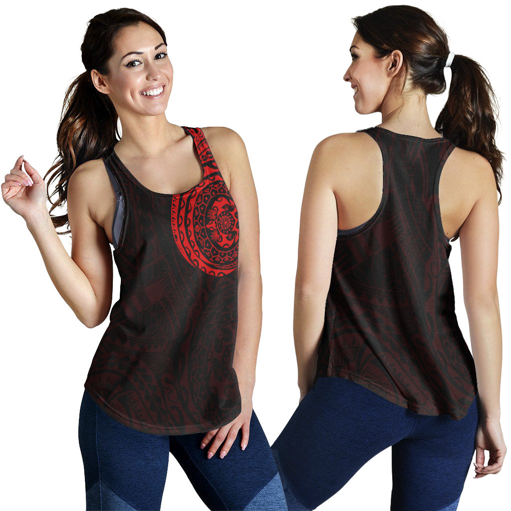 Polynesian Women Racerback Tank - Polynesian Tattoo Style Version 2 Red